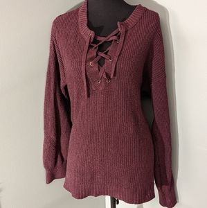 SO Purple Knit Sweater, Plus Medium